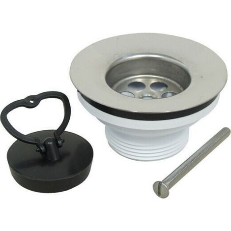 Schläfer 439715 Piletta di Scarico per Lavello Cucina, Attacco Sifone 1 1/2", Diametro 65mm, con Cestello Inox e Tappo, Materiali di Alta Qualità (1/5)