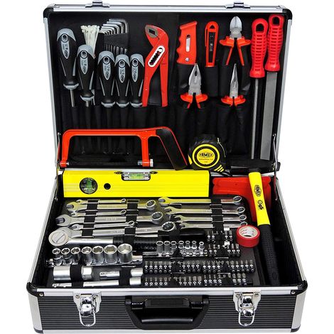 Coffret multi-outils 74549 – 162 pièces en acier au chrome vanadium – Pour chantiers humides et espaces confinés – Dimensions 46x36x15,2 cm – Famex