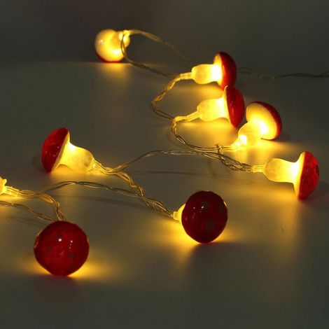 Guirlande lumineuse LED en forme de champignon (20 LED), guirlande lumineuse décorative pour plantes en pot, guirlande lumineuse en forme d'étoile, guirlande lumineuse de Noël colorée (1/5)