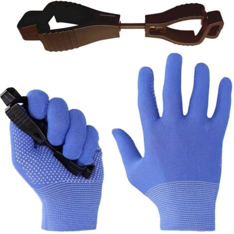 Pr Lot de 12 paires de gants de travail à picots pour travaux légers avec pinces à gants(bleu) (1/3)