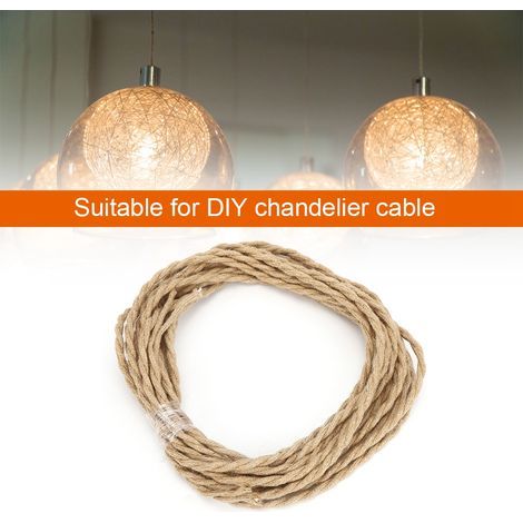 Qcwwy Fil Recouvert de Tissu torsadé, Cordon de Pendentif Léger Vintage Corde de Chanvre Vintage Paire torsadé Calure de Fil de Fil électrique Câble Bricolage (2m / 6,56 pieds) (1/5)