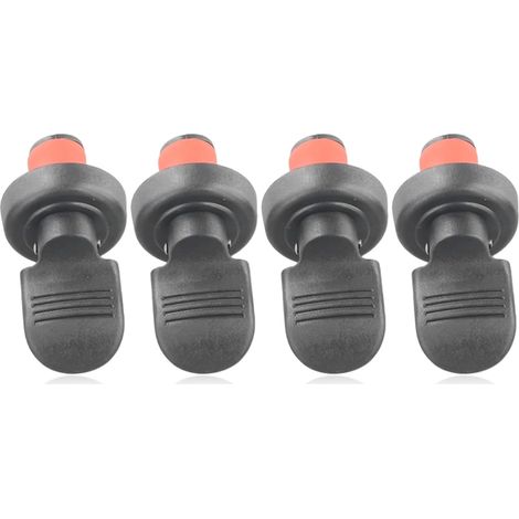 Lot de 4 bouchons de bouteille de vin avec levier à pression manuelle hermétique, étanche pour vin, bière, eau minérale, vinaigre et huile, plastique PP et caoutchouc (noir) (1/5)