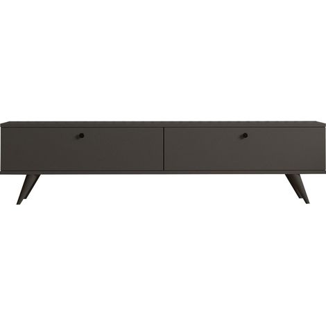 Meuble TV 2 portes en bois L160cm - Gris anthracite - Yara