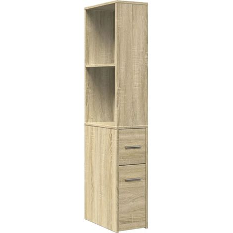 Armario de baño estrecho con ruedas 22 x 41 x 135 cm gran capacidad de almacenamiento estilo clásico madera de roble Sonoma 020050666 (1/5)