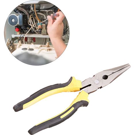 Pince plate universelle 8 pouces, acier anti-rouille, manche PVC ergonomique antidérapant, outil multifonction de réparation, pince combinée robuste. (1/5)