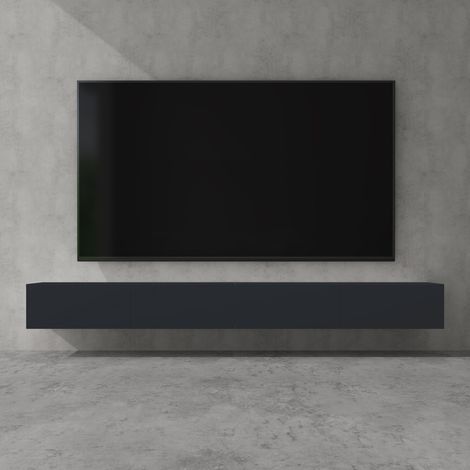 doporro Mobile Porta TV Sospeso 280 cm con 4 Ante Antracite Opaco, Credenza Bassa da Soggiorno Salotto, Madia Consolle per TV Fernsehschrank02