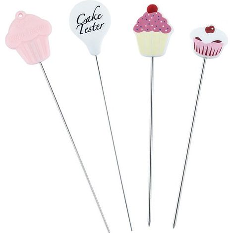 Testeur de gâteau - 4 pièces - Détecteur de gâteau - Thermomètre de four - Acier inoxydable - Thermomètre de cuisine - Thermomètre sonde - Thermomètre alimentaire - Thermomètre - 18,5 cm (1/5)