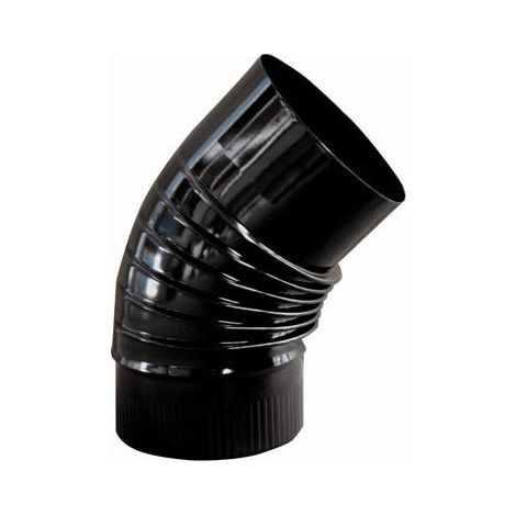 Coude poêle vitrifié noir 45° – Raccord fumisterie 150 mm – Résistant pour connexions sécurisées – Qualité et efficacité garanties – Exojo (1/2)