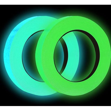 Cinta fluorescente KZQ (rollos de 1 cm x 5 m), autoadhesiva, impermeable, luminosa, reflectante, brilla en la oscuridad, verde y azul verdoso. (1/4)