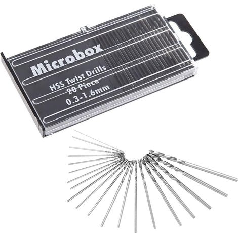 Lot de 20 mini forets hélicoïdaux manuels de 0,3 à 1,6 mm - Mini perceuse à main - Pour métal, bois, bijoux, modélisme, bricolage (1/5)