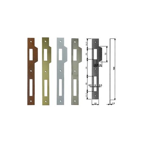 CONTROPIASTRA CON ALETTA PER SERRATURA PATENT A BUSSOLA BORDO QUADRO acciaio cromato satinato (B.00590.05.34) AGB