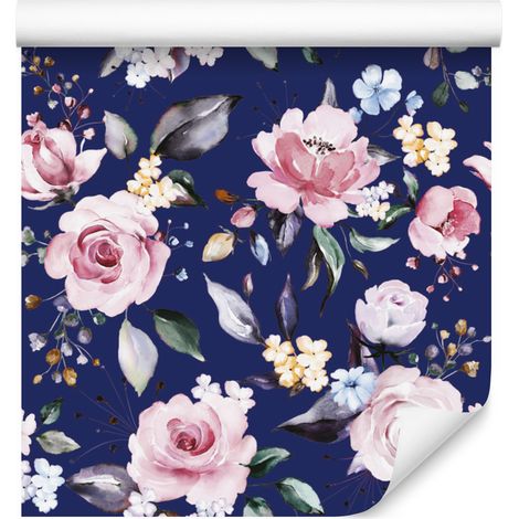 Papier peint Roses, fleurs colorées pour salon et chambre 50x1000 cm (1/5)
