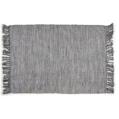 Teppich mit Fransen aus natürlicher Baumwolle, 80 x 120 cm (1/4)