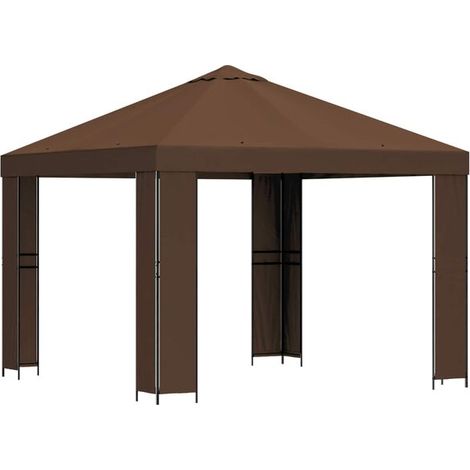Gazebo 3 x 3 mètres, marron, polyester et acier, 190 g/m² (1/5)