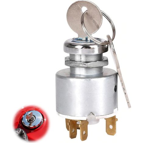 Commutateur d’Allumage 12V Universel avec Clé, Contacteur à Clé d'allumage - Interrupteur de Démarrage du Moteur pour Motos, Voitures, Tracteurs et Bateaux - Ignition Switch with Remote (1/5)