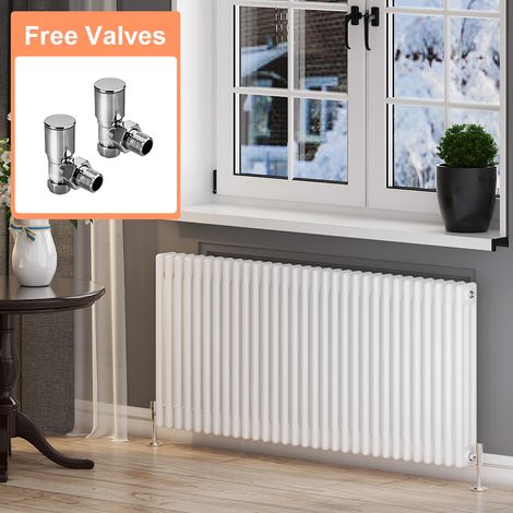 ELEGANT Traditional Horizontal Radiator White Triple Column Radiator Central Heating Column Rads with Valves 600 x 1400 mm (1/5)