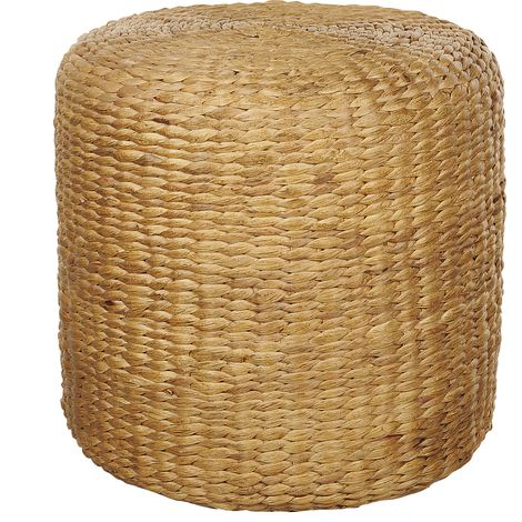 Puf boho tejido a mano otomana redonda jacinto de agua 40 cm claro Bichir II (1/5)