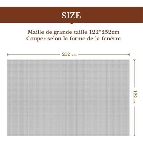 QORVA-Moustiquaire sur mesure 122 cm x 252 cm en fibre de verre résistante aux UV, vendue au mètre, protection anti-moustiques - Grise