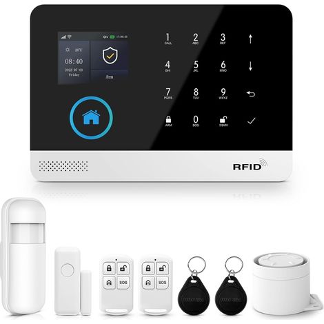 Alarme Maison sans Fil Intelligent WiFi - 8 pièces Système Alarme Maison 4G avec APP Alertes - Détecteur de Mouvement, Télécommandes, Capteur de Fenêtre et de Porte, Sirène (1/5)