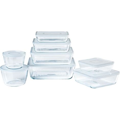 Lot de 8 plats de conservation - PYREX - Cook & Freeze - Verre - Rectangulaire - Couvercle spécial congélation (1/5)