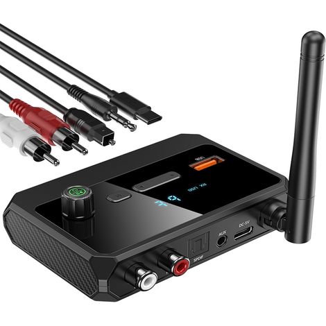 1 récepteur Bluetooth 5,3, audio sans fil pour TV et chaîne hi-fi, entrées RCA/AUX/optique/USB (1/5)