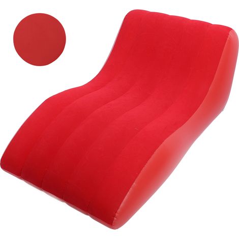 Canapé Gonflable PVC Rouge Confortable Portable Lit de Camping Design Ergonomique Velours Doux 155x97x65cm (1/5)