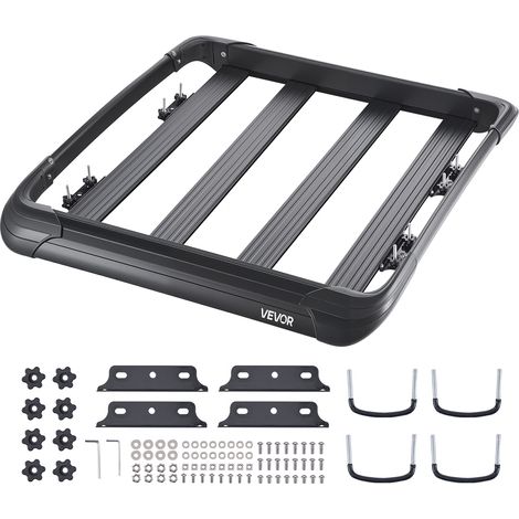 VEVOR Portapacchi da Tetto, Portabagagli Durevole da Tetto per Auto con Capacita 68 kg, Recinzione, Acciaio Legato Antiruggine, Carenatura Antivento, per Auto SUV 1216 x 1020 x 142 mm