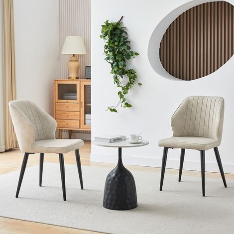 Clipop – Lot de 2 chaises de salle à manger en simili cuir crème – Dossier ergonomique – Pieds en métal antidérapants – Dimensions 49x61x84 cm (1/4)