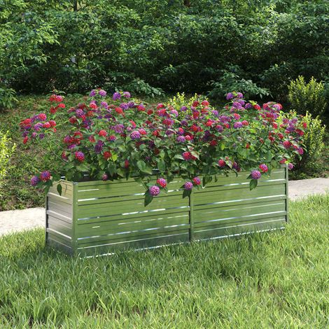 Lit surélevé de jardin-Jardinière surélevée-Bac de jardin surélevé 160x40x45 cm Acier galvanisé Argenté (1/5)