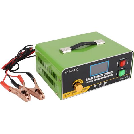 800W smart battery charger, overload protection, automatic maintainer for motorcycle, boat, car, EU plug. (1/5)