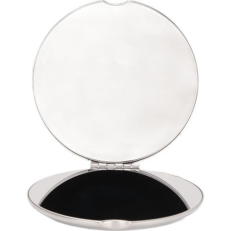 Miroir de poche double face pliable en acier inoxydable, petit miroir de sac à main portable et compact pour les voyages, rond