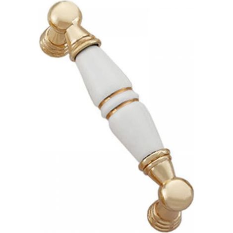 Set di 6 maniglie per mobili e armadi, realizzate in lega di zinco bianca e ceramica, per cassetti e pensili da cucina. (1/4)