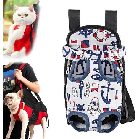 Rucksack 2 in 1 Tragetasche für Haustiere wandelbarer Brustrucksack für kleine Hunde wie Yorkshire Terrier farbige Streifen mit vier Ecken Größe