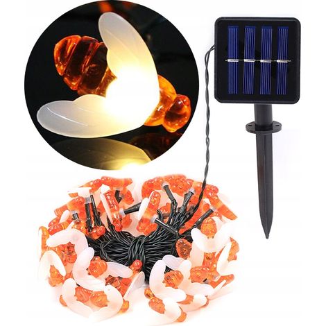 SET DI LUCI SOLARI DA GIARDINO 5 METRI 20 LED API BEE Freddo