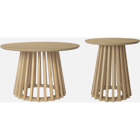 Set di 2 tavolini rotondi effetto legno, 40cm e 60cm