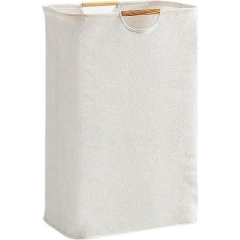 Panier à linge pliable 30 x 30 x 40 cm – Poignée – Revêtement imperméable – Pour vêtements, serviettes, jouets – Beige pur