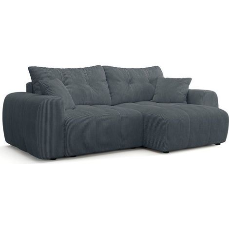 Canapé d'angle convertible - 4 places - BRANDON - Tissu Gris anthracite - 242 x 144 x 86 cm (1/5)