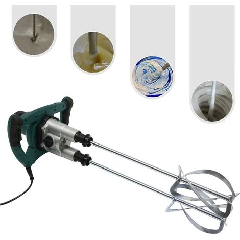 Mélangeur de béton 2800 W double agitateur – 390–690 tr/min – vitesse réglable 6 niveaux – malaxeur manuel haute puissance