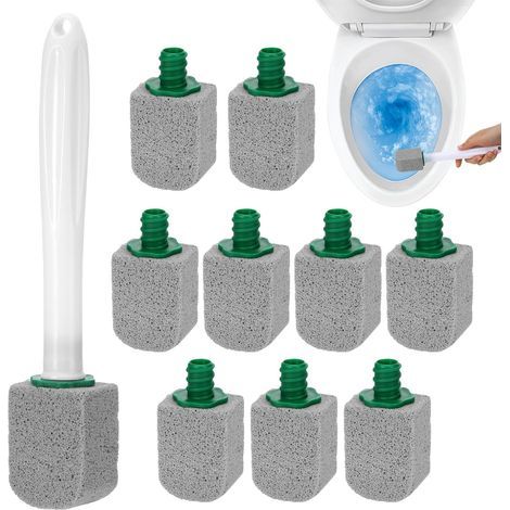 Lot de 10 Pierre Ponce WC avec Poignée Réutilisable, Nettoyant Efficace Contre Tartre et Calcaire, Pierre Blanche de Nettoyage pour Toilettes, Cuisines et Éviers, Brosse WC Naturelle (1/5)