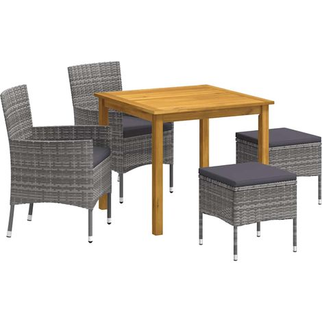Juego de comedor de jardín de 5 piezas gris vidaXL (1/3)