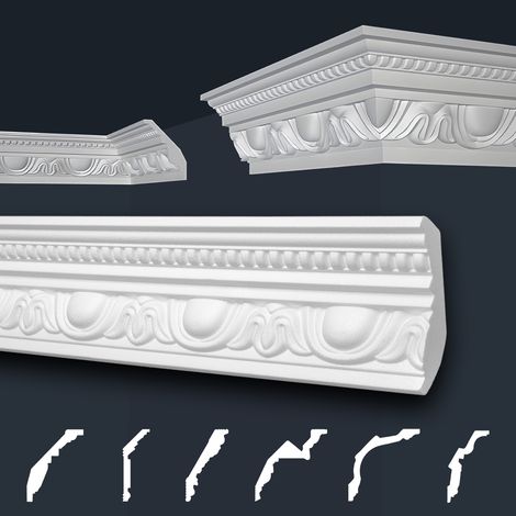 Moulures de stuc à motifs blancs – EPS Styropor ajustement forme – Dimensions 70x90mm – Longueur 20 mètres – Lot de 10 bandes – Marbet Design (1/5)