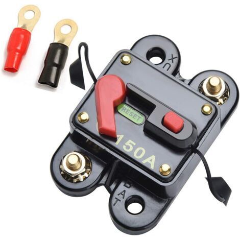 12V-24V 150A DC Auto Fusible Interrupteur Disjoncteur Réinitialiser Fusible Voiture Marine Vélo Stéréo Audio (150A) Sans Bornes (1/4)