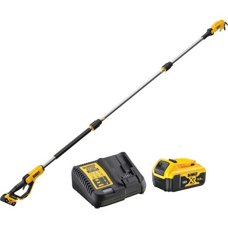 Dewalt – Sécateur à batterie 18V 5Ah – Capacité de coupe 38 mm – Perche extensible jusqu'à 3 m – Tête pivotante 5 positions