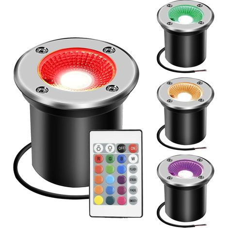 Éclairage pour chemins Lampe enterrée Éclairage paysager 3W 12V P67 Éclairage de paysage étanche pour allée, terrasse, marche, éclairage de jardin extérieur (RGB) (1/5)