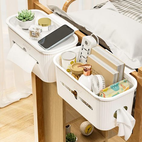 Hängender Aufbewahrungskorb fürs Bett, multifunktionale Bettbox, Aufbewahrungstasche für Flaschen, Zeitschriften, Fernbedienungen, Handys, Tablets und Bücher