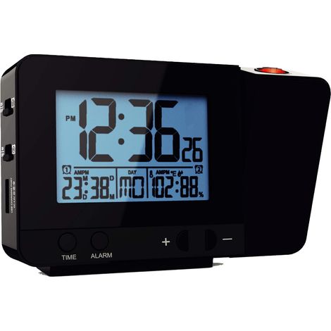 Horloges à Projection, Réveil électronique Projection Murale avec Double Alarme, 12/24 Heures, Date, Humidité de l'écran Température Intérieure (Noir) (1/5)