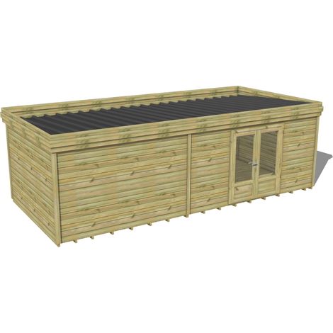 ABRI DE JARDIN bois traité 27mm, 8,2x3,4m, 28m2, Plancher