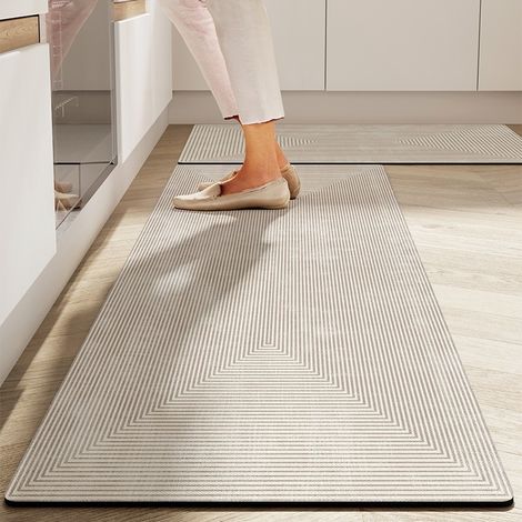 Tapis de sol cuisine en terre de diatomée – Absorbant eau et huile, antidérapant, style wabi-sabi naturel, 50 x 80 cm-lsw