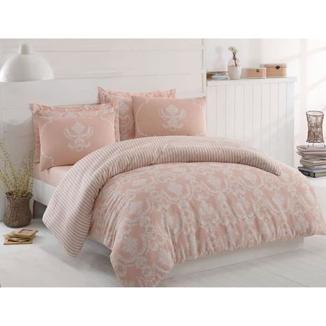 Bettbezug - 1 Bettdecke 220 x 240 cm + 2 Kissenbezüge 60 x 60 cm - 65% Baumwolle, 35% Polyester - Puder