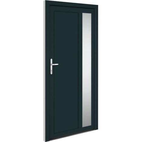 Porte d'entrée en PVC gris anthracite, 98 x 200 cm